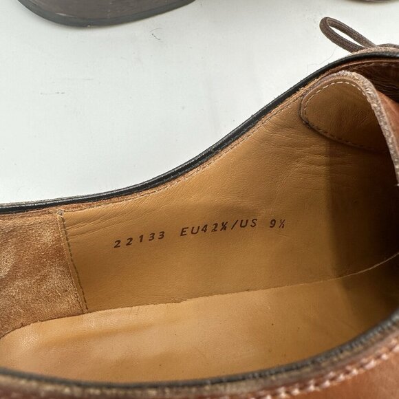 Magnanni Cognac Brown Leather Dress Shoes Men’s‎ Size 9.5 Oxford Brogues - Picture 4 of 10